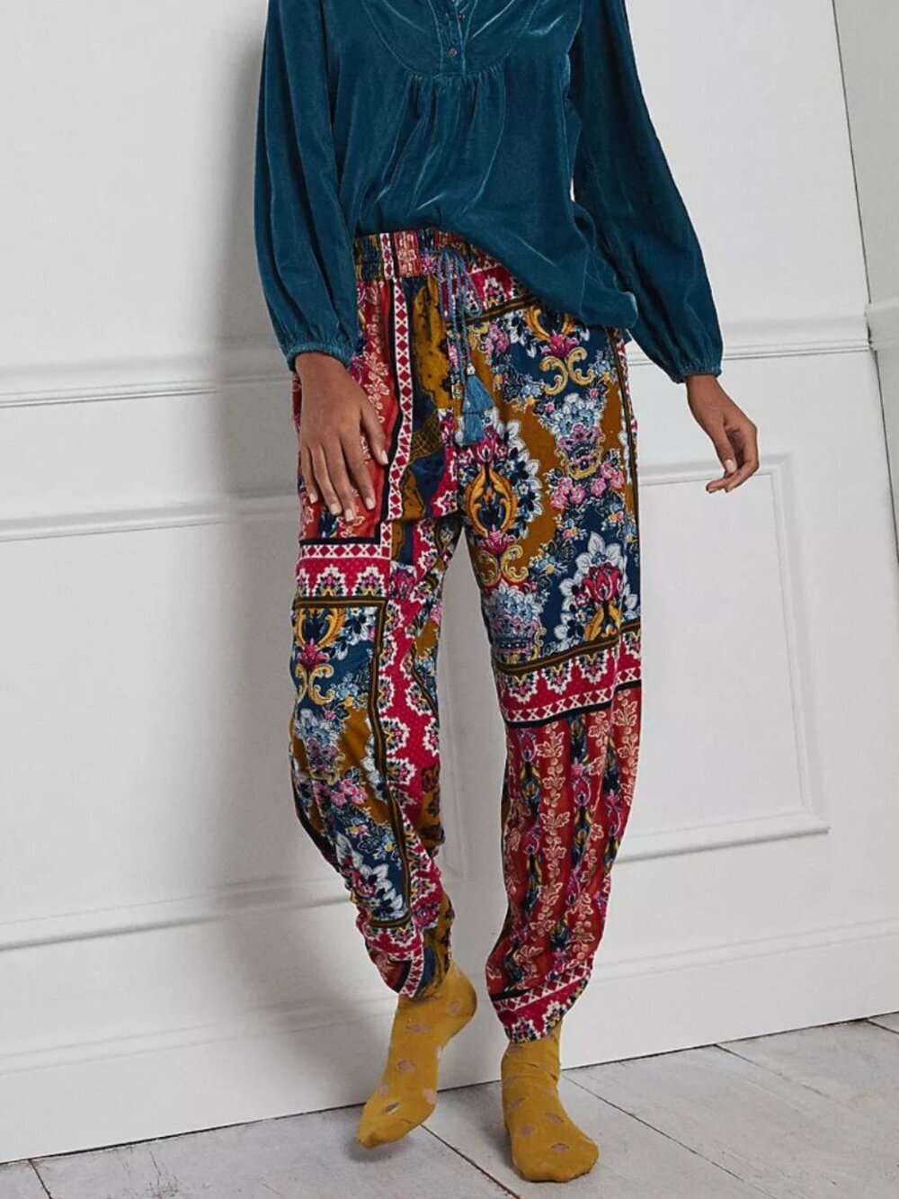 Anthropologie Multicolor Zadie Velvet Patchwork Sleep Pants Size XS 8583